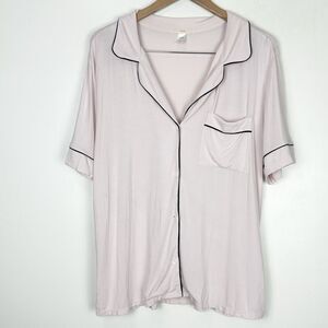 Eberjey Pink Pajama Top with Black Trim